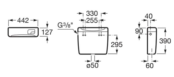 Cisterna alta/semi alta de plástico de doble descarga 6/3L - ROCA